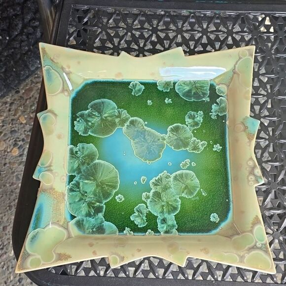 Cream and Green Ceramic Art Piece with Ethereal Design. One Of A KIND! - Picture 11 of 11